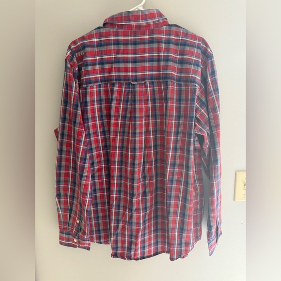 Chaps Button Down Long Sleeve Collared Shirt Men’s SZ XL Red Plaid Easy Care - Picture 6 of 8